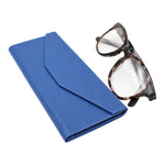 Load image into Gallery viewer, Navy Solid Color Glasses Case - Vegan Leather Magic Folding Hardcase