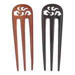 Load image into Gallery viewer, Triple Fork Wood Hair Fork - Japanese Hair Accessory - Hair Stick, Pin
