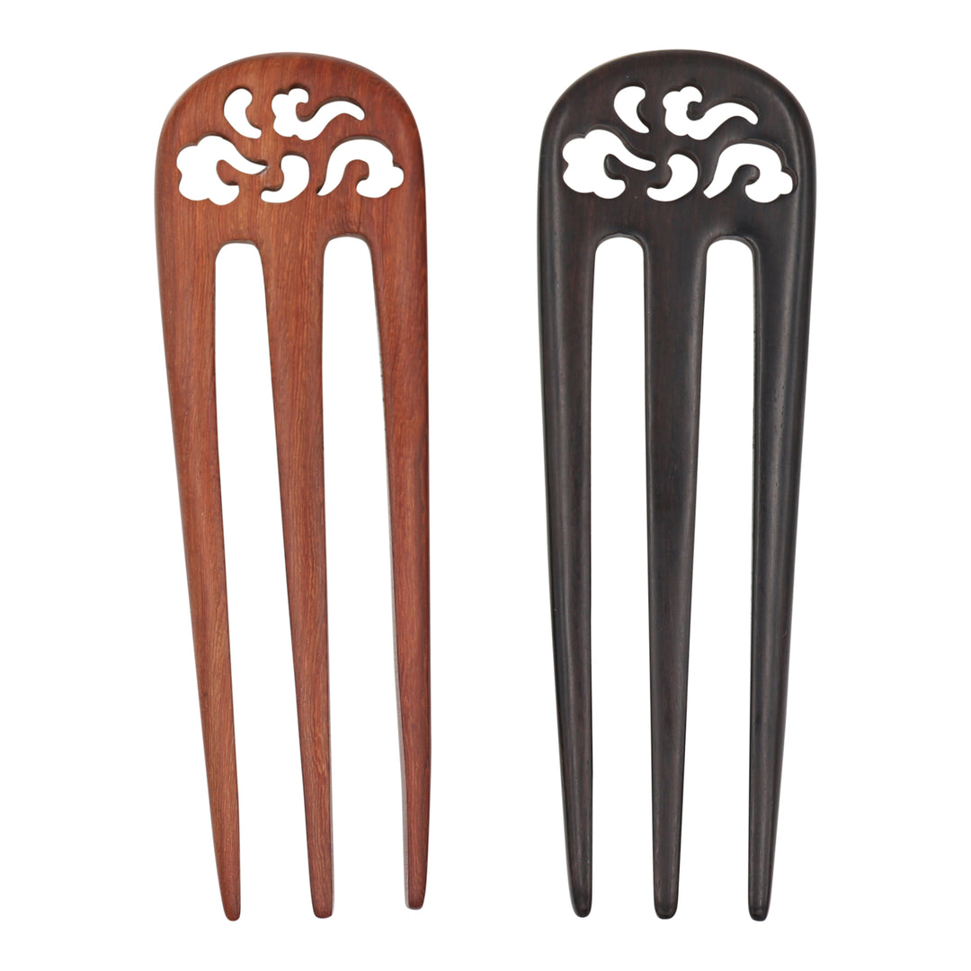 Triple Fork Wood Hair Fork - Japanese Hair Accessory - Hair Stick, Pin