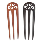 Triple Fork Wood Hair Fork - Japanese Hair Accessory - Hair Stick, Pin