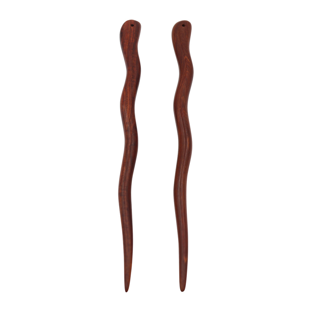 Natural Red Sandalwood Hair Sticks for Women - Set of 2 -(Swim)