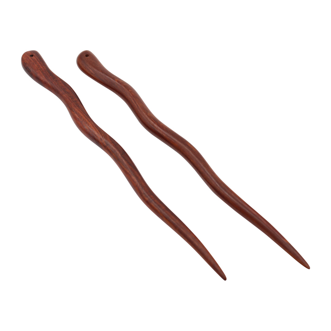 Natural Red Sandalwood Hair Sticks for Women - Set of 2 -(Swim)