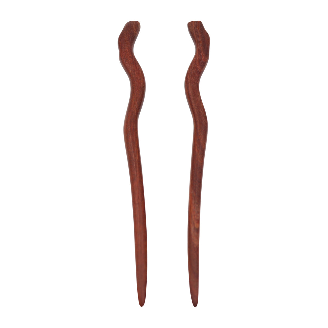 Natural Red Sandalwood Hair Sticks for Women - Set of 2 -(Hike)