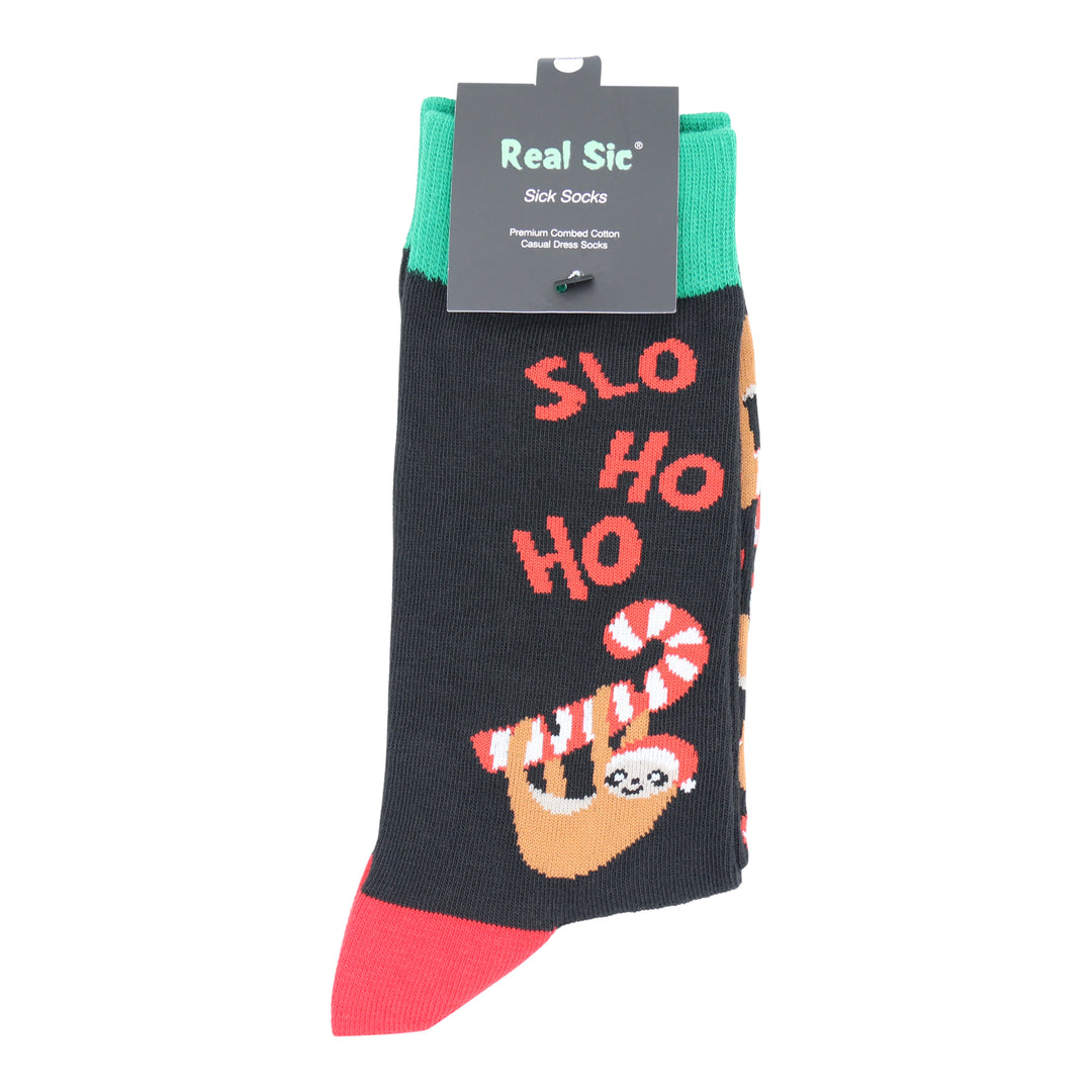 Candy Cane Sloth Christmas Holiday Socks - Comfy Cotton for Men & Women