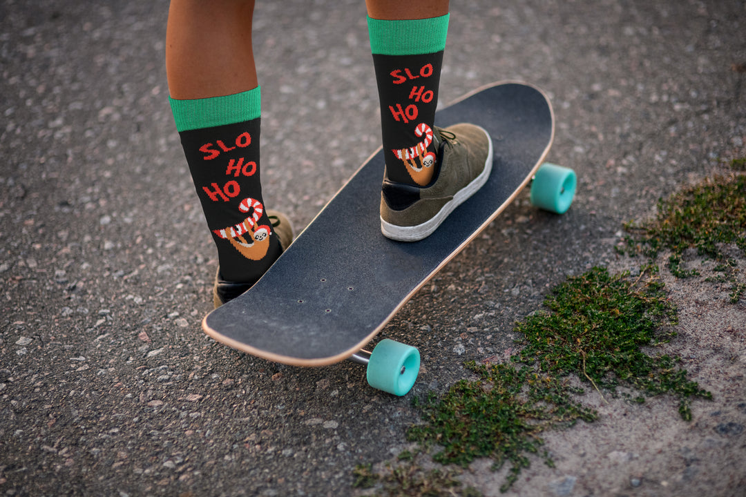 Candy Cane Sloth Christmas Holiday Socks - Comfy Cotton for Men & Women