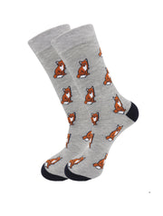 Sitting Fox Animal Socks - Comfy Cotton for Men & Women