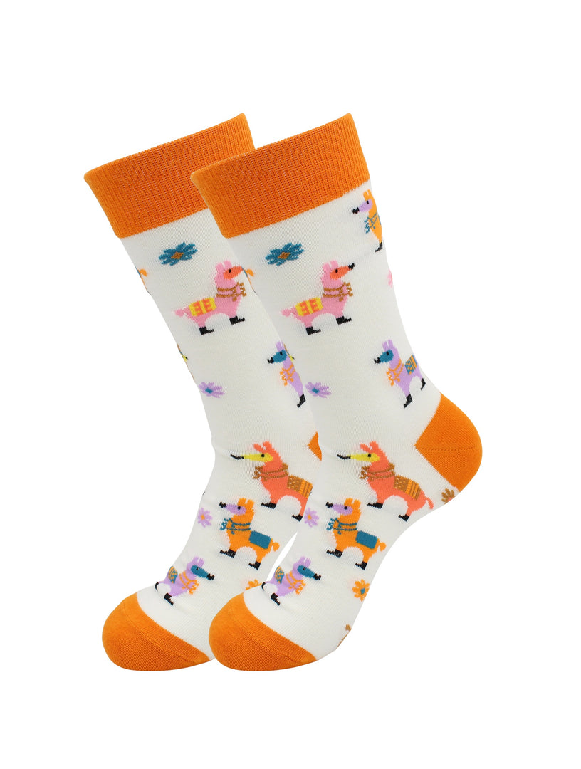 Animal Socks (Festive Alpaca) - Comfy Cotton for Men & Women