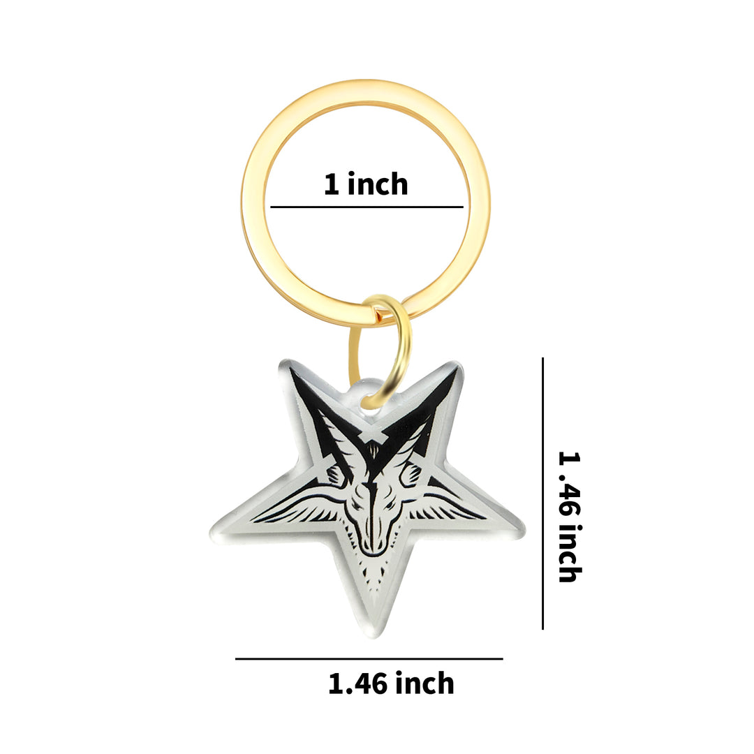 Baphomet Keychain - Sabbatic Goat Pentagram Occult Acrylic Keychain