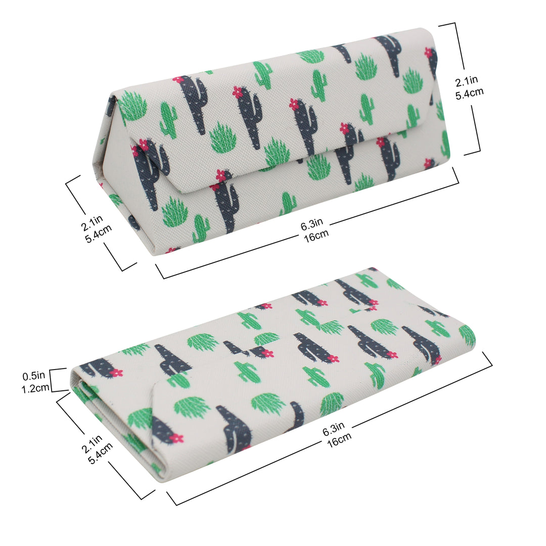 Small Cactus Print Print Glasses Case - Vegan Leather Magic Folding Hardcase