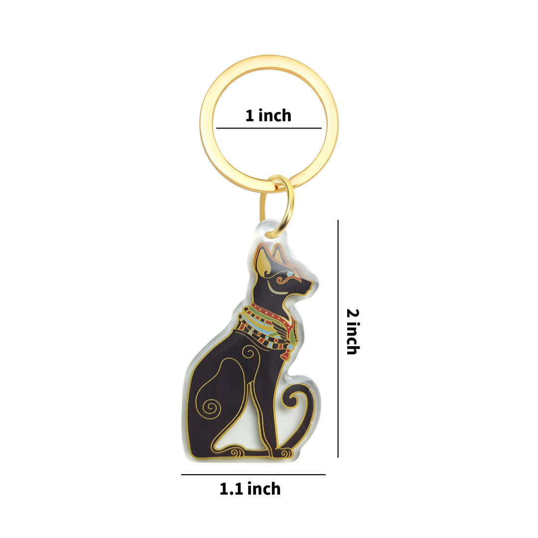 Egyptian Cat Keychain	- Museum Souvenir, Ancient Egypt Bastet Black Cat - Acrylic Keychain