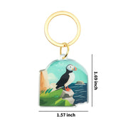 Puffin on Rocks Keychain - Exotic Animal / Zoo Souvenir Acrylic Keychain