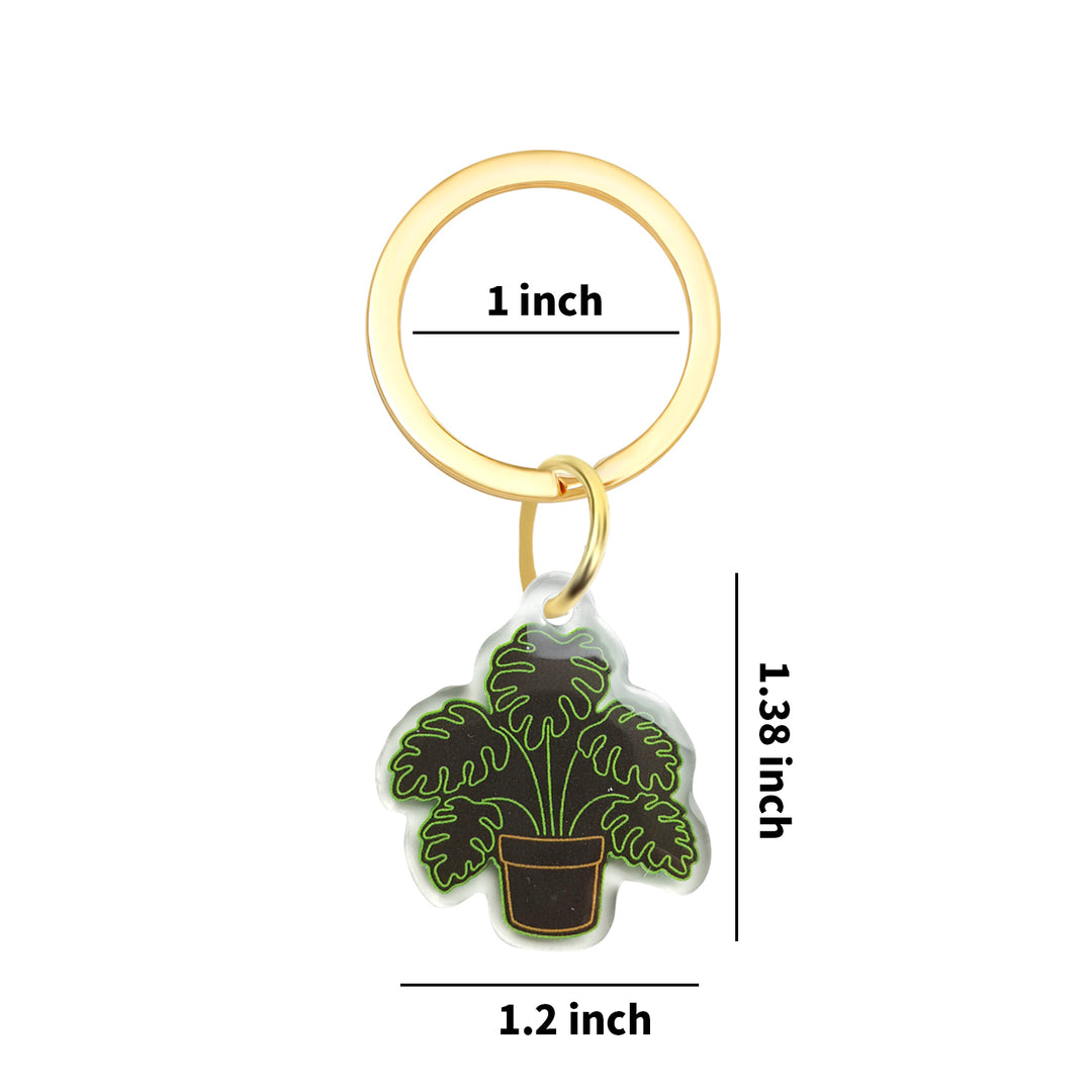 Neon Monstera Plant Keychain - Nature Inspired Acrylic Keychain