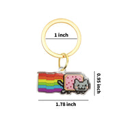 Nyan Cat Keychain - Rainbow Cat Meme Acrylic Keychain