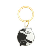 Yin Yang Cat Keychain - Black & White Cat Lovers Acrylic Keychain