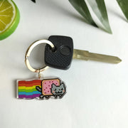 Nyan Cat Keychain - Rainbow Cat Meme Acrylic Keychain