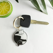 Yin Yang Cat Keychain - Black & White Cat Lovers Acrylic Keychain