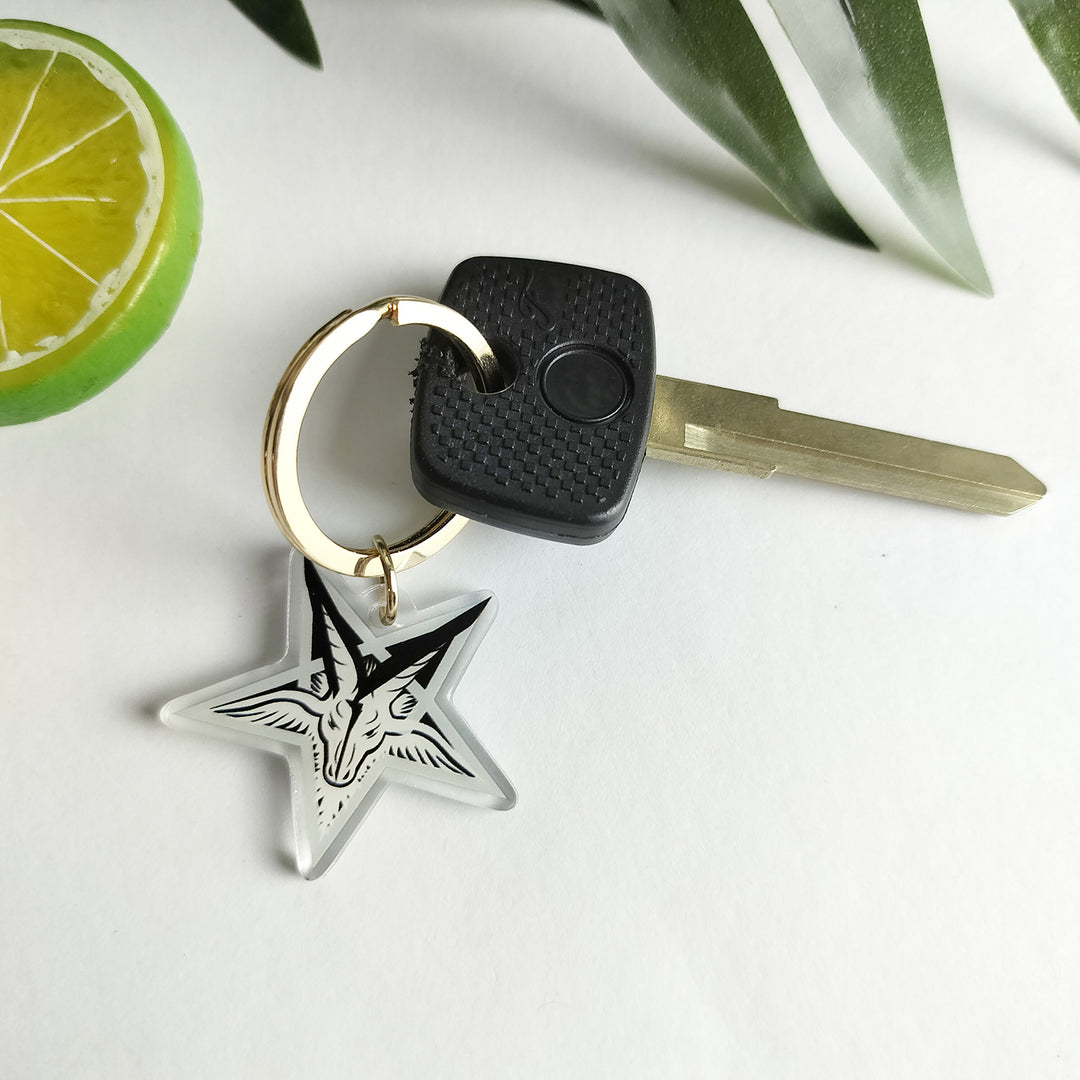 Baphomet Keychain - Sabbatic Goat Pentagram Occult Acrylic Keychain