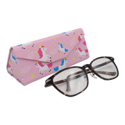 Unicorn Print Glasses Case - Vegan Leather Magic Folding Hardcase