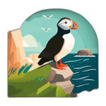 Load image into Gallery viewer, Puffin On Rocks Enamel Pin Badge By Real Sic - Muffin Hard Enamel Pin
