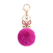 Fuzzy Fox Keychain - Cute Animal Faux Fur Fluffy Fuzzy Fox Pom Pom Keychain