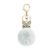 Fuzzy Fox Keychain - Cute Animal Faux Fur Fluffy Fuzzy Fox Pom Pom Keychain