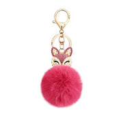 Fuzzy Fox Keychain - Cute Animal Faux Fur Fluffy Fuzzy Fox Pom Pom Keychain
