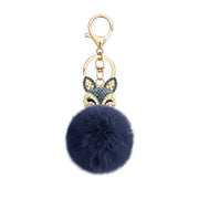 Fuzzy Fox Keychain - Cute Animal Faux Fur Fluffy Fuzzy Fox Pom Pom Keychain