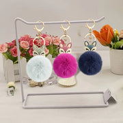 Fuzzy Fox Keychain - Cute Animal Faux Fur Fluffy Fuzzy Fox Pom Pom Keychain