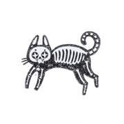 Skeleton Cat Enamel Pin - Black Cat Pin