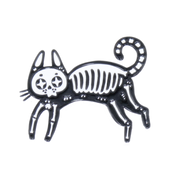 Skeleton Cat Enamel Pin - Black Cat Pin