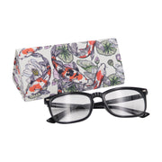 Koi Fish Foldable Eyeglass Case – Japanese Koi & Lotus Vegan Leather Hard Shell Case