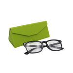 Load image into Gallery viewer, Lime Green Solid Color Glasses Case - Vegan Leather Magic Folding Hardcase