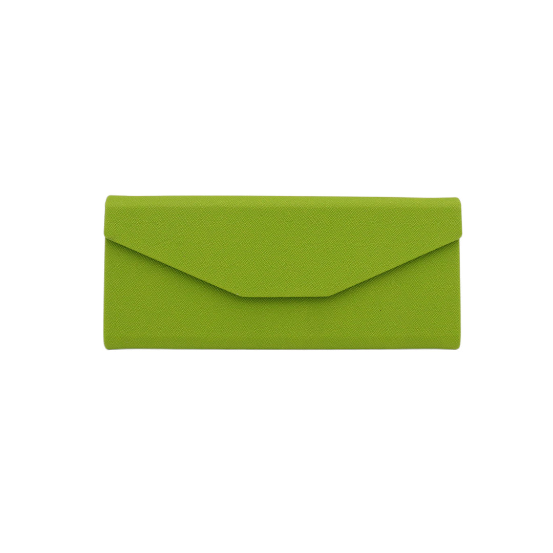Lime Green Solid Color Glasses Case - Vegan Leather Magic Folding Hardcase