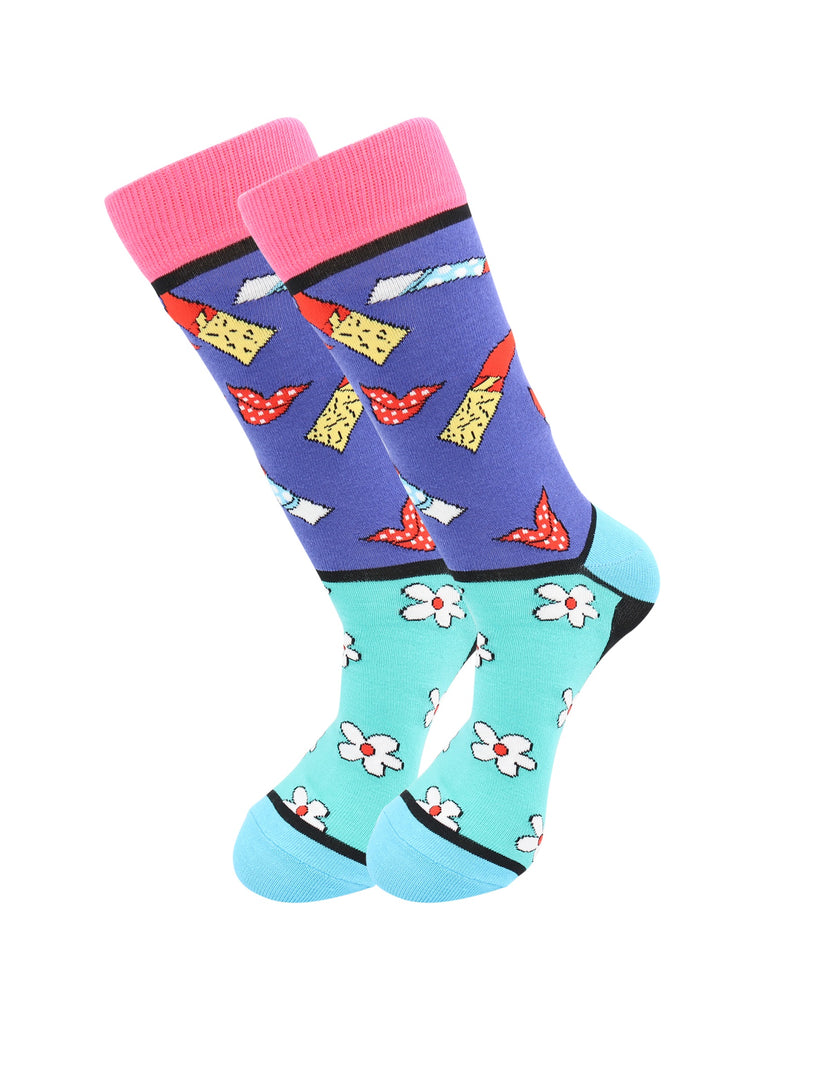 Lipstick and Flowers Socks - Comfy Cotton for Men & Women