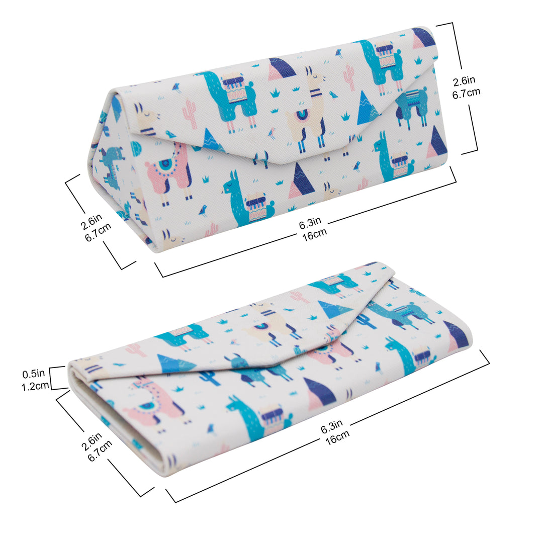 Alpaca Print Glasses Case - Vegan Leather Magic Folding Hardcase