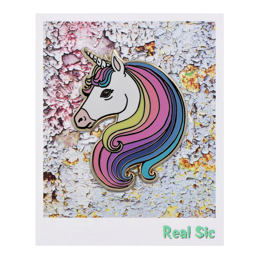 Majestic Unicorn Enamel Pin - Rainbow Hair Unicorn Pin Cute Accessory for Girls