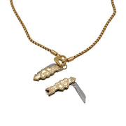 Mini Arrow Folding Knife Necklace – Gold Tone Pendant with Chain