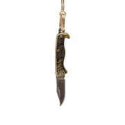 Mini Eagle Handle Folding Knife Necklace – Gold Tone Pendant