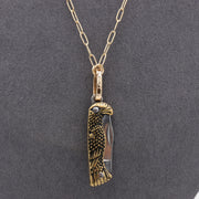 Mini Eagle Handle Folding Knife Necklace – Gold Tone Pendant