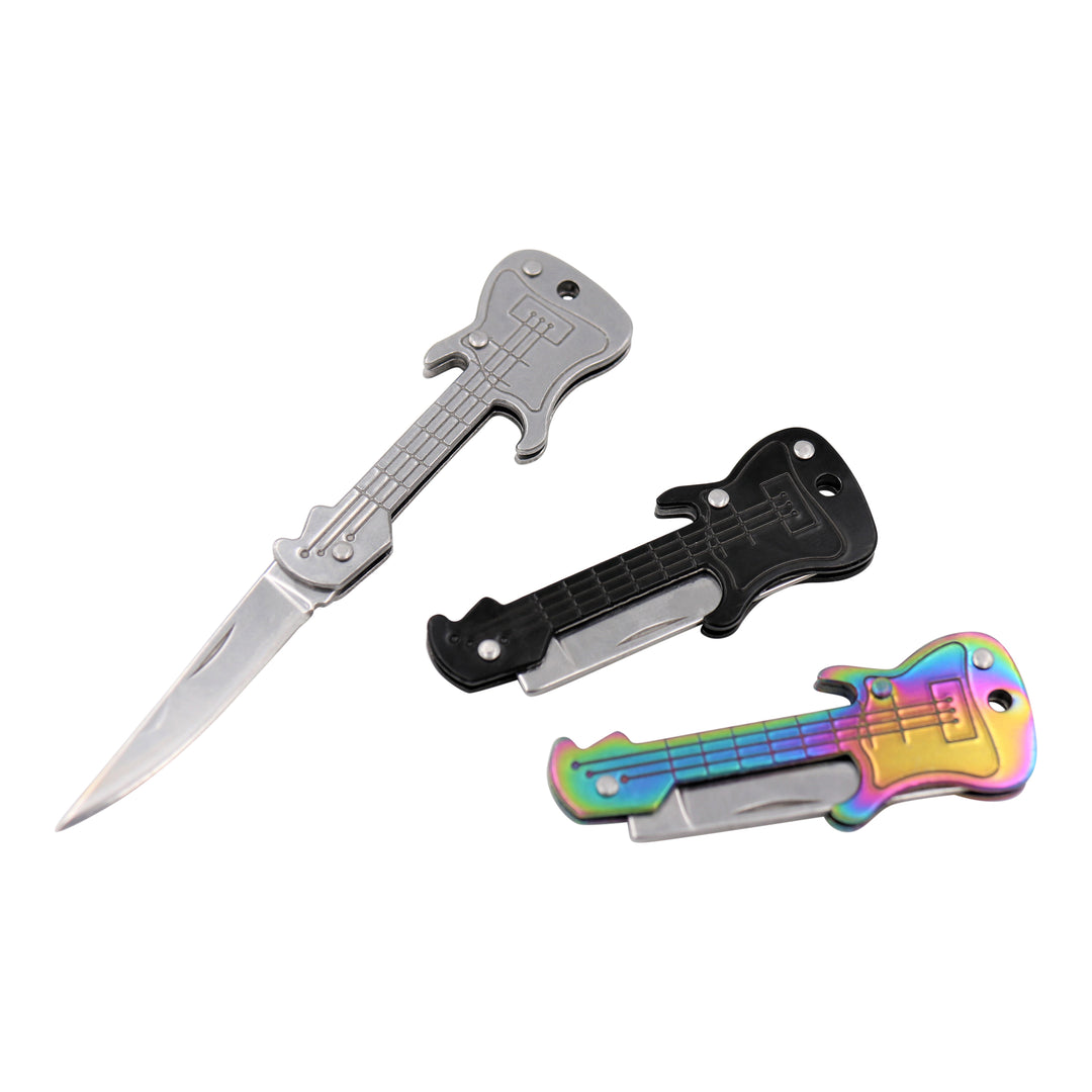 Mini Folding EDC Knife Keychain – Guitar Shape Utility Pocket Knife – Real  Sic