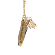 Mini Folding Fish Knife Necklace – Gold Tone with Jellyfish Charm