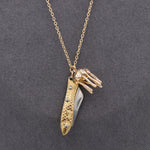 Load image into Gallery viewer, Mini Folding Fish Knife Necklace – Gold Tone with Jellyfish Charm