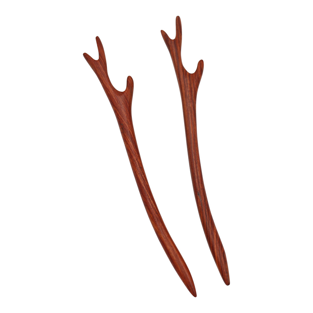 Red Sandalwood Hair Sticks Pin for Women – Set of 2 (Earth)