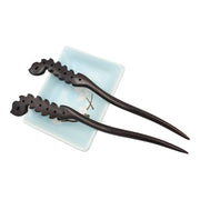 Natural Sandalwood Hair Sticks for Women - Set of 2 - (Fire)