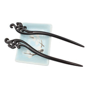 Natural Sandalwood Hair Sticks for Women - Set of 2 -(Water)