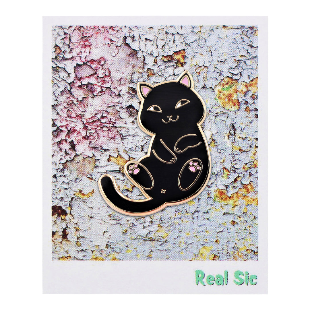 Real Sic Playful Cat Enamel Pin - Cute & Funny Cat Lapel Pin