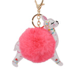 Load image into Gallery viewer, Fuzzy Alpaca Keychain - Cute Animal Faux Fur Fluffy Fuzzy Llama Pom Pom Keychain
