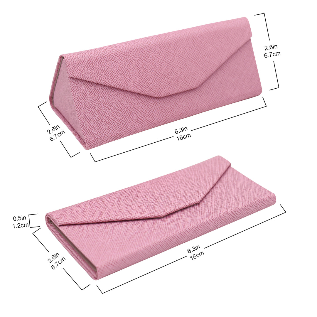 Pink Solid Color Glasses Case - Vegan Leather Magic Folding Hardcase