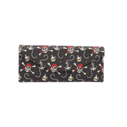 Pirate Skully / Jolly Roger Print Glasses Case - Vegan Leather Magic Folding Hard Case