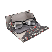 Pirate Skully / Jolly Roger Print Glasses Case - Vegan Leather Magic Folding Hard Case